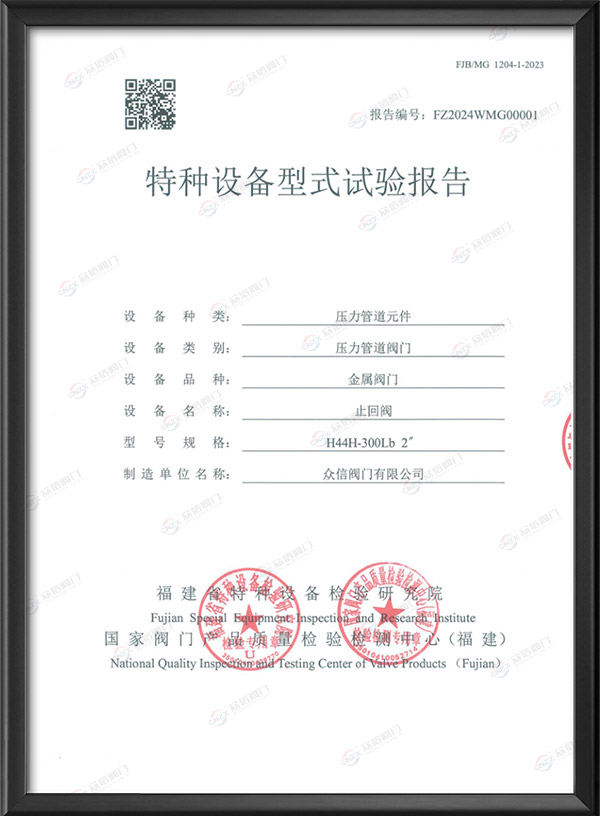特種設備型式試驗報告-止回閥